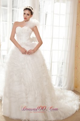 One Shoulder Taffeta and Tulle Beading Bridal dresses