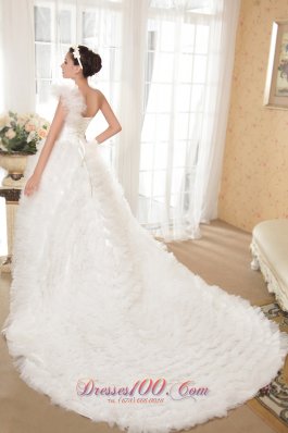 One Shoulder Taffeta and Tulle Beading Bridal dresses