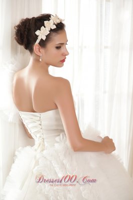 One Shoulder Taffeta and Tulle Beading Bridal dresses