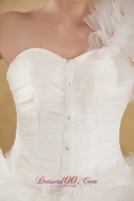 One Shoulder Taffeta and Tulle Beading Bridal dresses