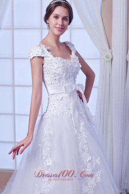 Princess Square Tulle Embroidery Wedding Gowns