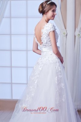 Princess Square Tulle Embroidery Wedding Gowns