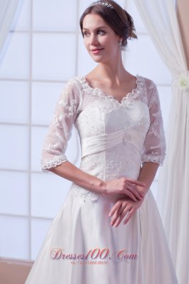 Designer Princess V-neck Satin Wedding Gowns