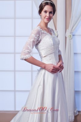 Designer Princess V-neck Satin Wedding Gowns