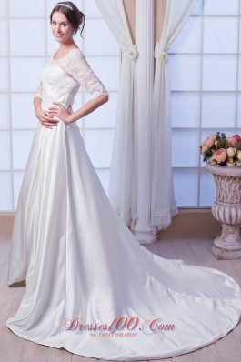 Designer Princess V-neck Satin Wedding Gowns