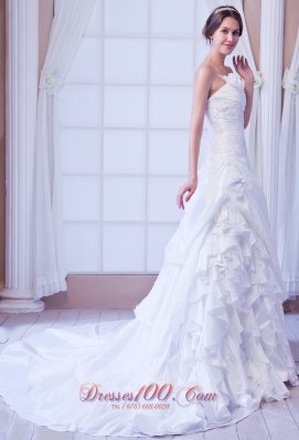 Sweetheart Taffeta Appliques Wedding Gowns For Gustomers