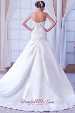 Unique Mermaid Strapless Satin Lace Bridal Dress