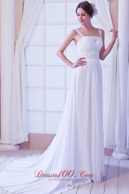 Wanted Empire Straps Chiffon Beading Bridal Dress