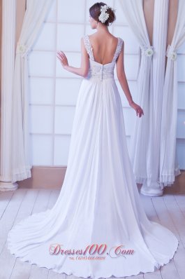 Wanted Empire Straps Chiffon Beading Bridal Dress