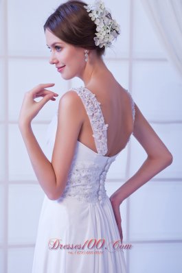 Wanted Empire Straps Chiffon Beading Bridal Dress