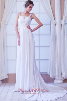 Wanted Empire Straps Chiffon Beading Bridal Dress