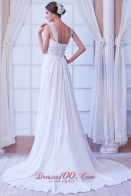 Wanted Empire Straps Chiffon Beading Bridal Dress