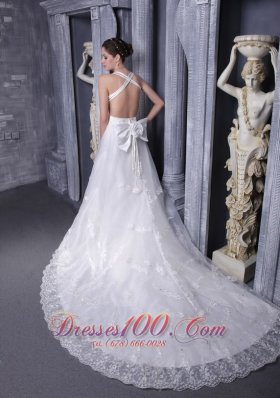 Straps Taffeta and Organza Appliques Bridal Dress