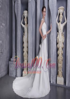 Square Neck Satin Beading and Appliques Bridal Dress