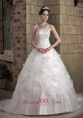 Strapless Bridal Dress Taffeta and Organza Appliques