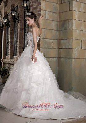 Strapless Bridal Dress Taffeta and Organza Appliques