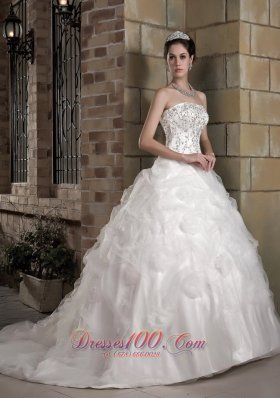 Strapless Bridal Dress Taffeta and Organza Appliques