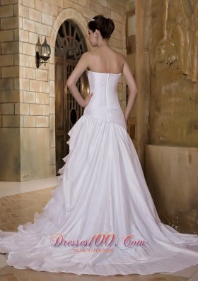 Strapless Taffeta and Organza Appliques Bridal Dresses