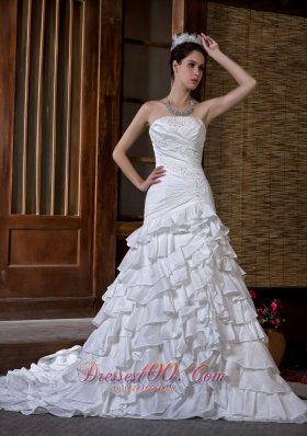 Bridal Dresses Mermaid Strapless Appliques Ruffled Layers