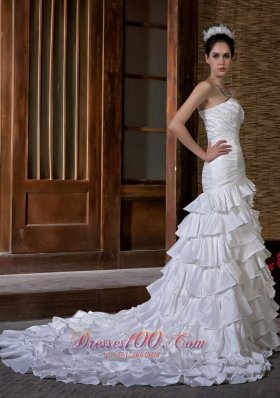 Bridal Dresses Mermaid Strapless Appliques Ruffled Layers