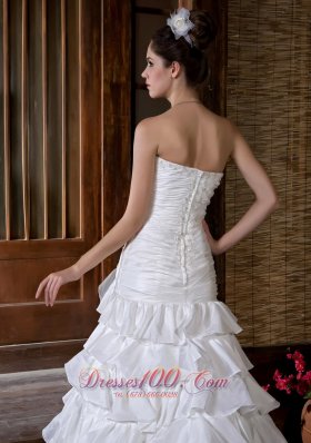 Bridal Dresses Mermaid Strapless Appliques Ruffled Layers