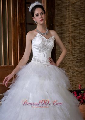 Sweetheart Bridal Dresses Satin and Organza Appliques