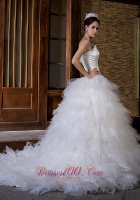 Sweetheart Bridal Dresses Satin and Organza Appliques