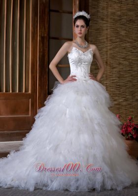 Sweetheart Bridal Dresses Satin and Organza Appliques