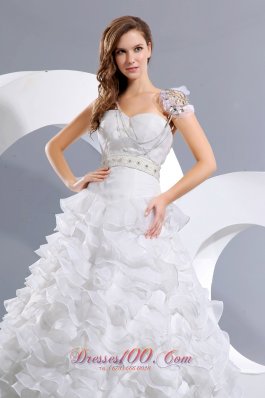 Sweetheart Ruffles Bridal Dresses Satin Organza