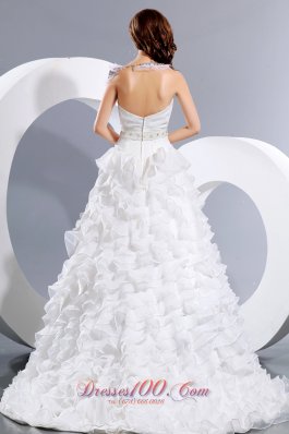 Sweetheart Ruffles Bridal Dresses Satin Organza