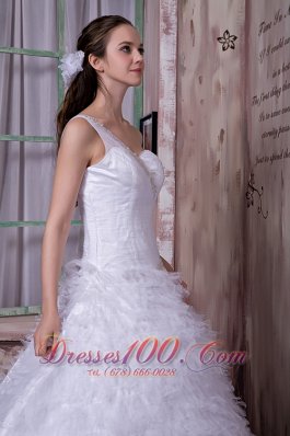 One Shoulder Bridal Wedding Gown With Court Train