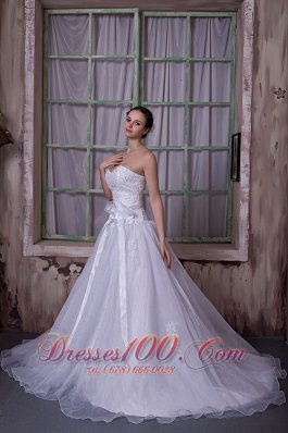 Sweetheart Taffeta And Organza Bridal Gown Handle Flower