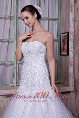 Taffeta And Tulle Court Train Customize Bridal Gown