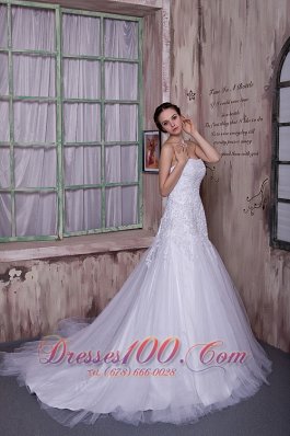 Taffeta And Tulle Court Train Customize Bridal Gown