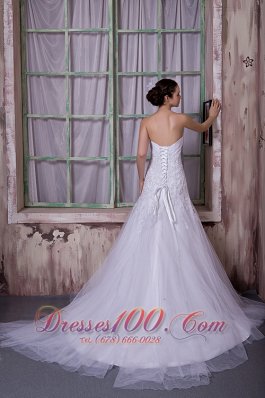 Taffeta And Tulle Court Train Customize Bridal Gown