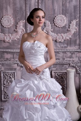 Taffeta Strapless A-line Bridal Dress Beading Court Train