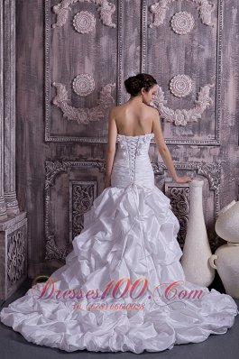 Taffeta Strapless A-line Bridal Dress Beading Court Train