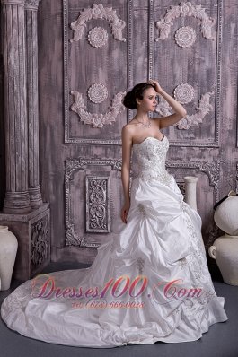 Sweetheart Taffeta Embroidery With Beading Wedding Gown