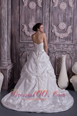 Sweetheart Taffeta Embroidery With Beading Wedding Gown