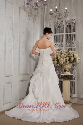 Strapless A-line Bridal Dress Taffeta Court Train Appliques