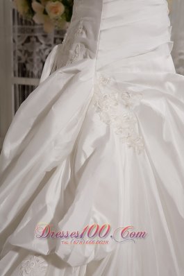 Strapless A-line Bridal Dress Taffeta Court Train Appliques