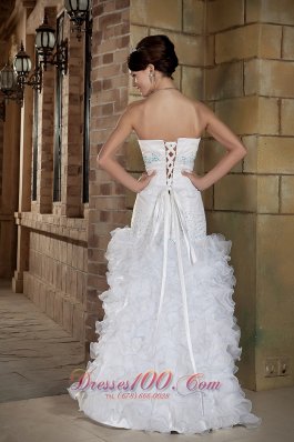 Sweetheart Organza Ruffles Beading Bridal Wedding Gown