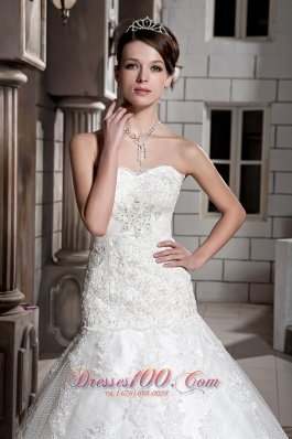 Sweetheart Lace Beading Chapel Train Bridal Wedding Gown