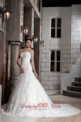 Sweetheart Lace Beading Chapel Train Bridal Wedding Gown