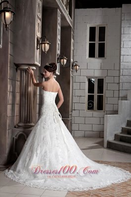 Sweetheart Lace Beading Chapel Train Bridal Wedding Gown