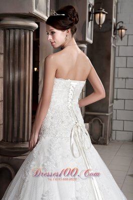 Sweetheart Lace Beading Chapel Train Bridal Wedding Gown