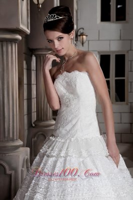 Strapless Special Fabric Beading A-line Bridal Wedding Dress