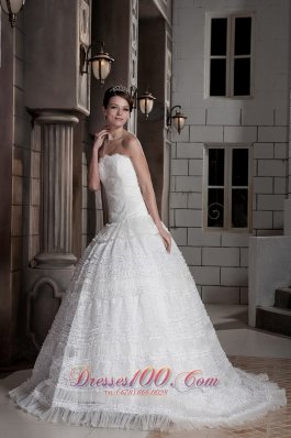 Strapless Special Fabric Beading A-line Bridal Wedding Dress