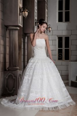 Strapless Special Fabric Beading A-line Bridal Wedding Dress