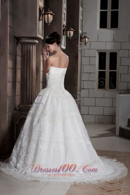 Strapless Special Fabric Beading A-line Bridal Wedding Dress